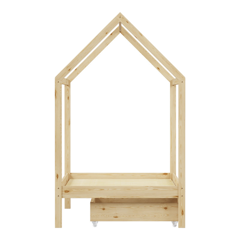 Παιδικό κρεβάτι Mellin τ. Montessori με 2 συρτάρια ξύλο πεύκου σε φυσική απόχρωση 90x190εκ