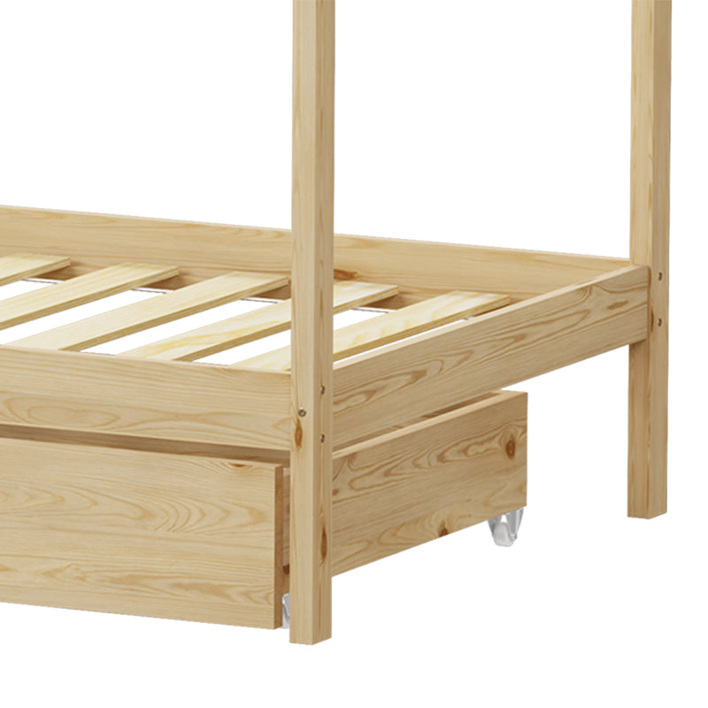 Παιδικό κρεβάτι Mellin τ. Montessori με 2 συρτάρια ξύλο πεύκου σε φυσική απόχρωση 90x190εκ