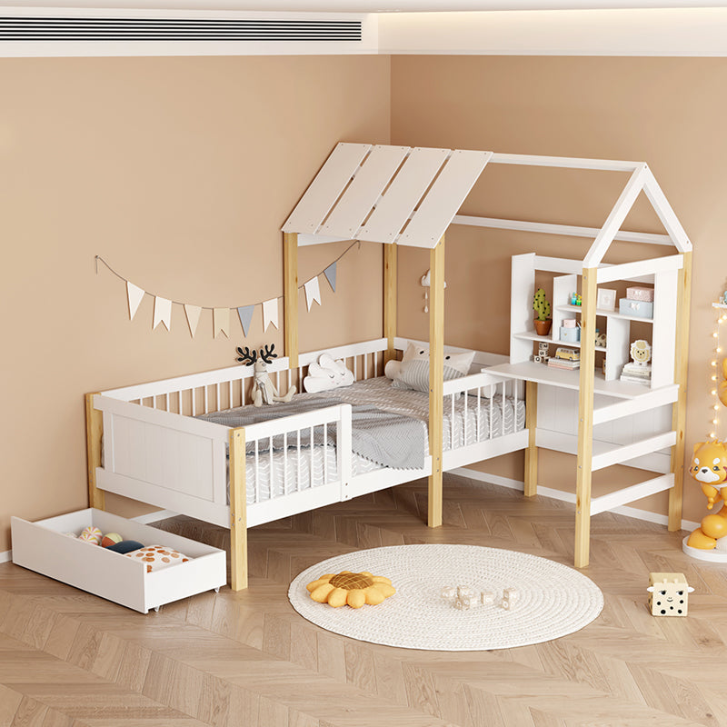 Παιδικό κρεβάτι Bedria τ. Montessori ξύλο σε λευκή-φυσική απόχρωση 90x190εκ