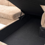 Γωνιακός καναπές-κρεβάτι Lemance αριστερή γωνία με μπεζ ύφασμα 255x168x82εκ