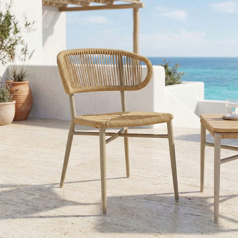 Καρέκλα στοιβαζόμενη Agus αλουμίνιο καφέ-pe rattan σε φυσική απόχρωση 55x63x77εκ