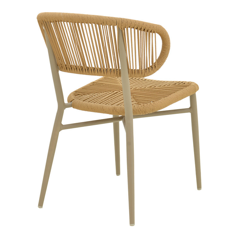 Καρέκλα στοιβαζόμενη Agus αλουμίνιο καφέ-pe rattan σε φυσική απόχρωση 55x63x77εκ