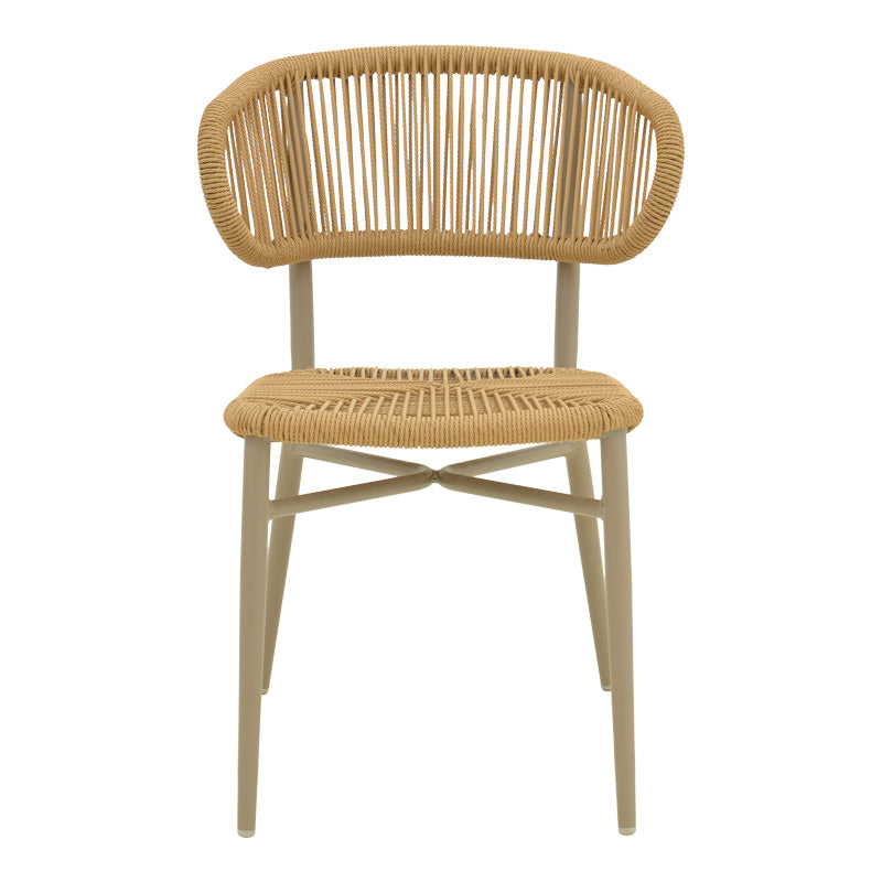 Καρέκλα στοιβαζόμενη Agus αλουμίνιο καφέ-pe rattan σε φυσική απόχρωση 55x63x77εκ
