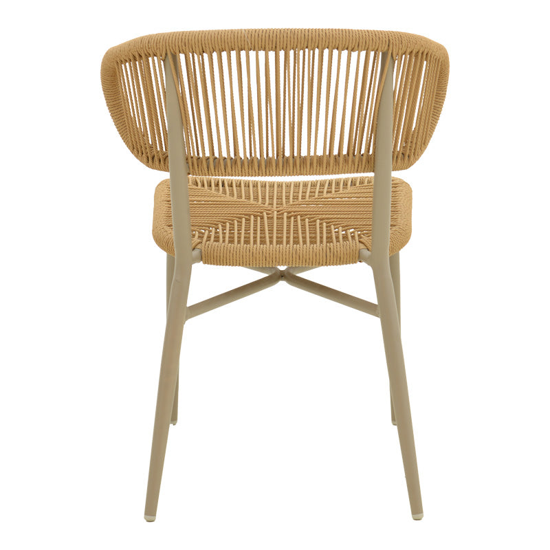 Καρέκλα στοιβαζόμενη Agus αλουμίνιο καφέ-pe rattan σε φυσική απόχρωση 55x63x77εκ