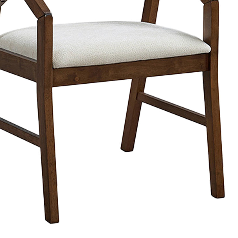 Πολυθρόνα Livia rubberwood σε καρυδί-εκρού απόχρωση 47.5x54.5x78εκ