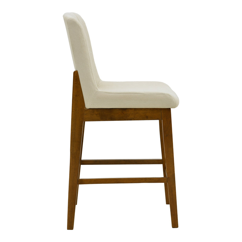 Σκαμπό μπαρ Dalby καρυδί rubberwood και εκρού ύφασμα 50x45x102,5εκ