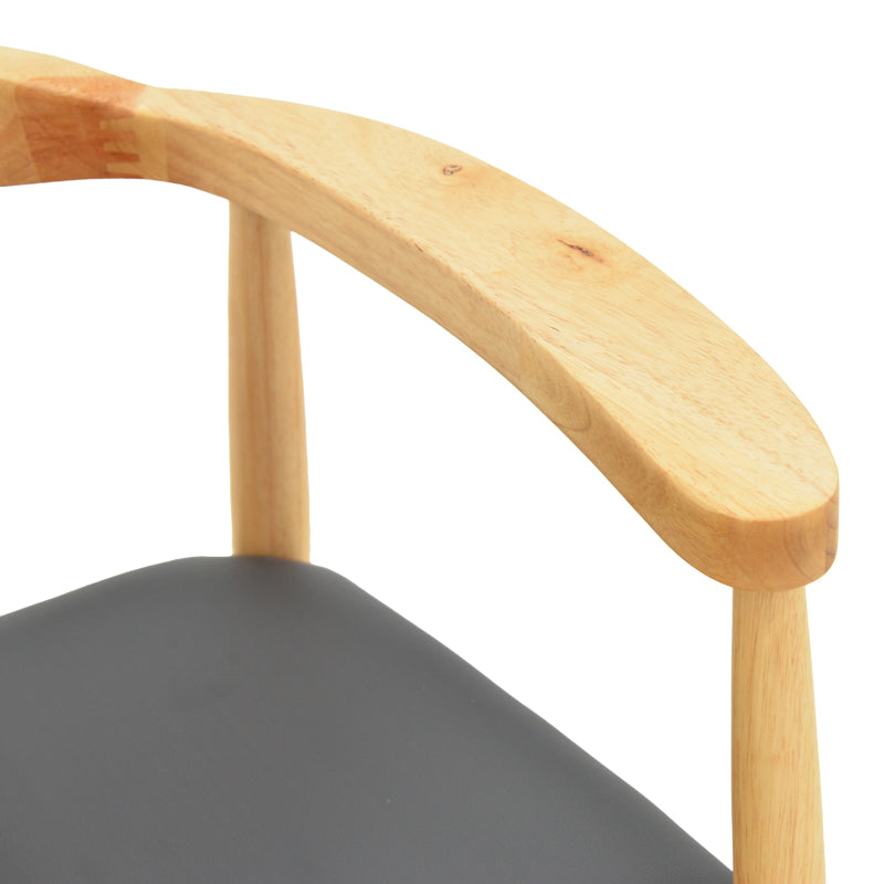 Πολυθρόνα Joube rubberwood σε φυσική απόχρωση με μαύρο pu μαξιλάρι 59x48x73εκ
