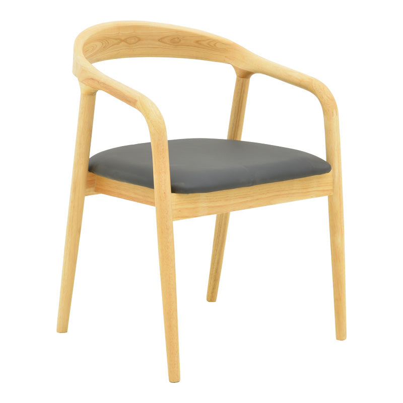 Πολυθρόνα Hogie rubberwood σε φυσική απόχρωση με μαύρο pu μαξιλάρι 61x60x76εκ