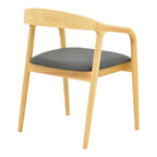 Πολυθρόνα Hogie rubberwood σε φυσική απόχρωση με μαύρο pu μαξιλάρι 61x60x76εκ