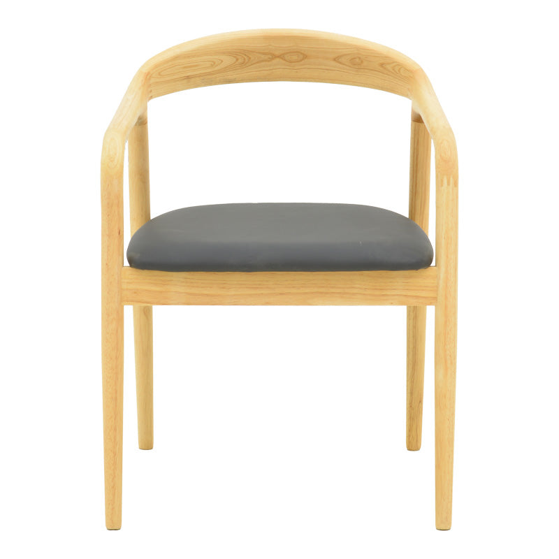 Πολυθρόνα Hogie rubberwood σε φυσική απόχρωση με μαύρο pu μαξιλάρι 61x60x76εκ