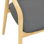 Πολυθρόνα Hogie rubberwood σε φυσική απόχρωση με μαύρο pu μαξιλάρι 61x60x76εκ