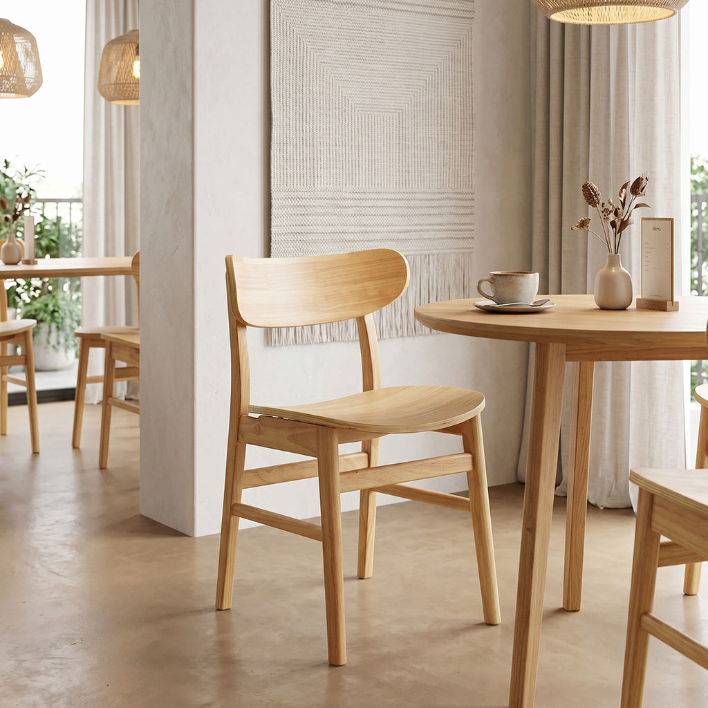 Καρέκλα Lumnia rubberwood σε φυσική απόχρωση 46x50x76εκ