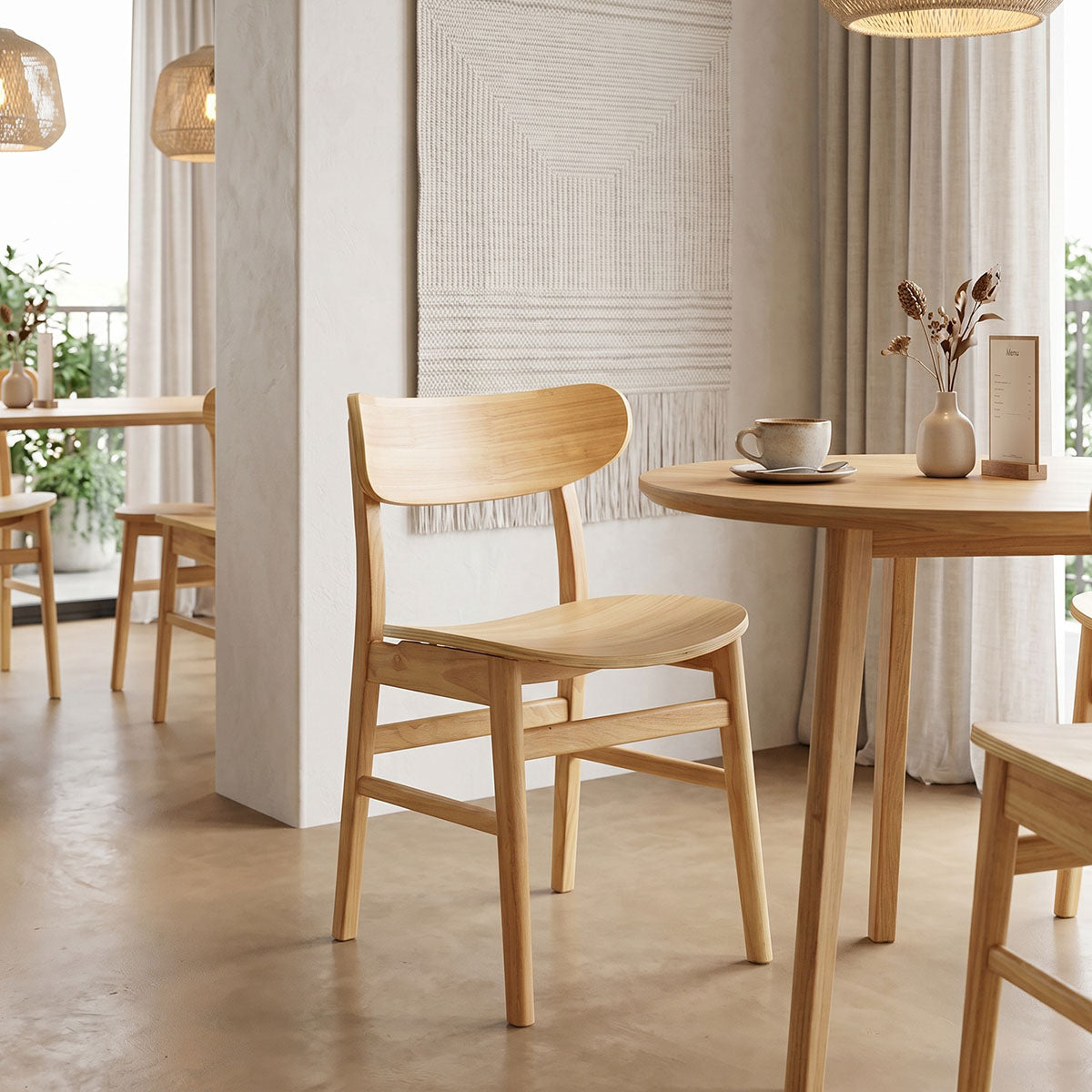 Καρέκλα Lumnia rubberwood σε φυσική απόχρωση 46x50x76εκ