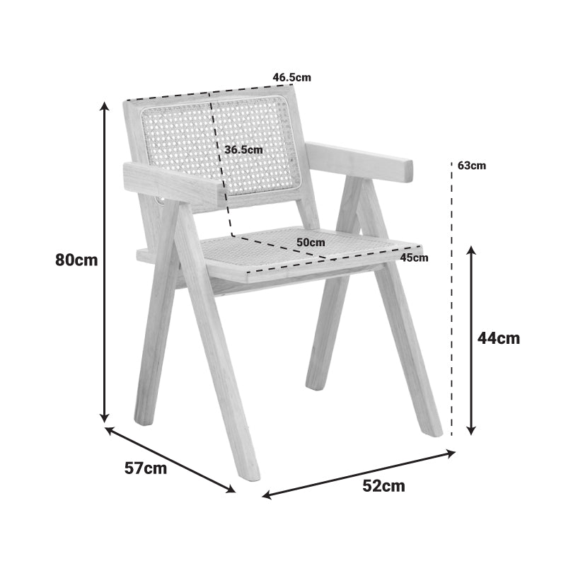 Πολυθρόνα Winslow rubberwood-rattan σε φυσική απόχρωση 51x54x80εκ