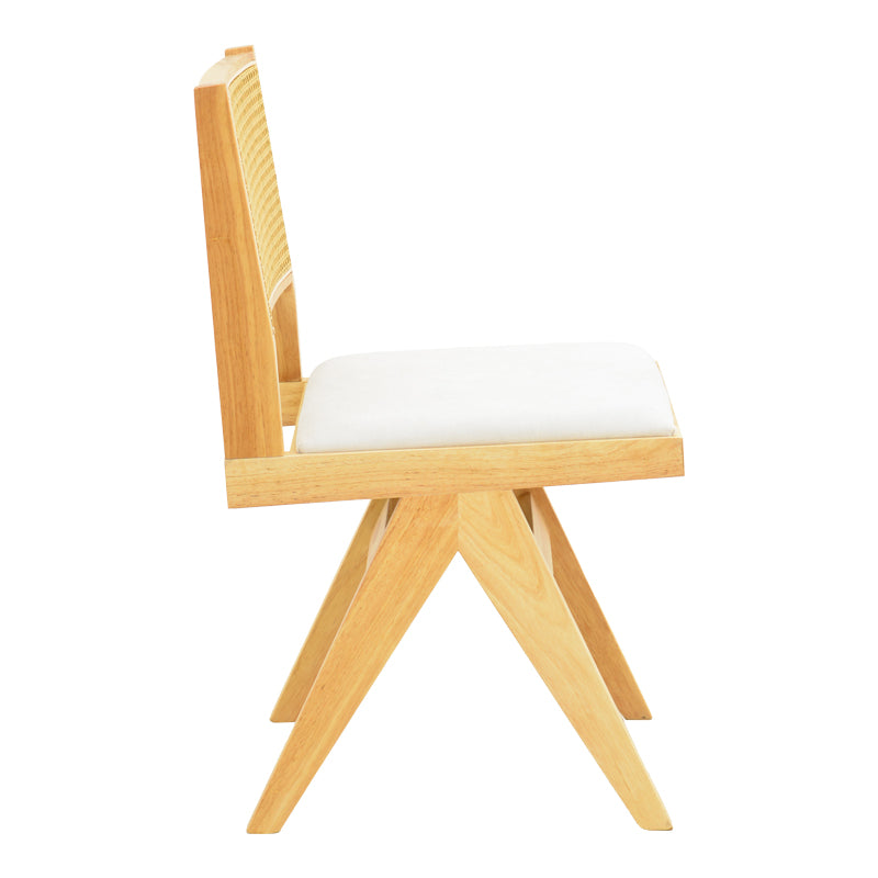 Καρέκλα Winslow rubberwood σε φυσική απόχρωση-ύφασμα λευκό 46x58x80εκ
