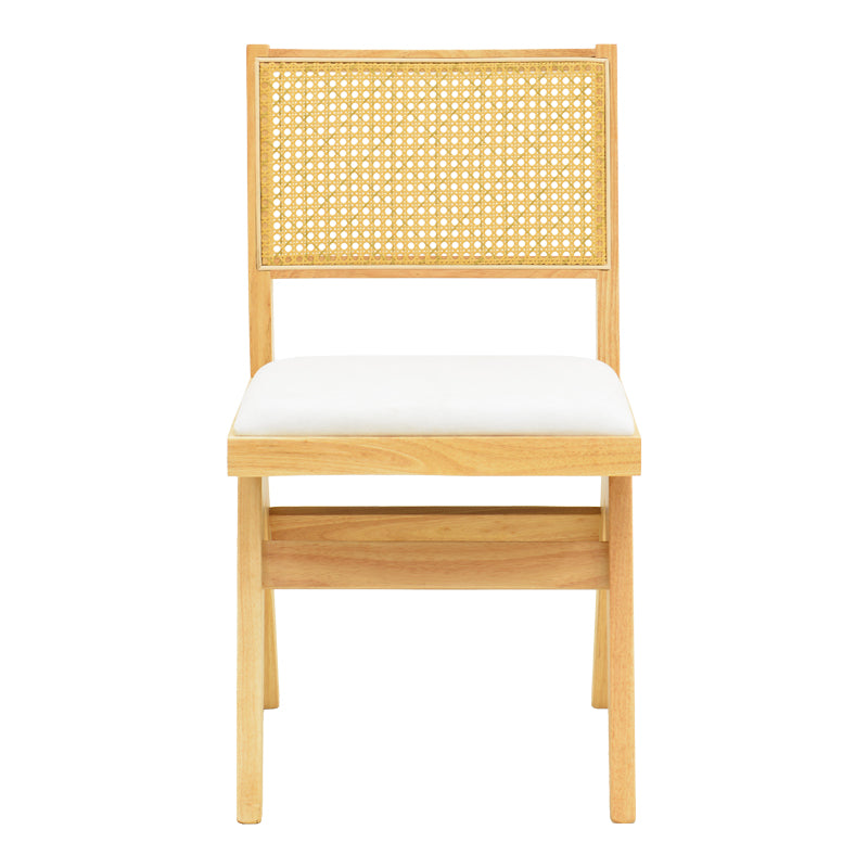 Καρέκλα Winslow rubberwood σε φυσική απόχρωση-ύφασμα λευκό 46x58x80εκ