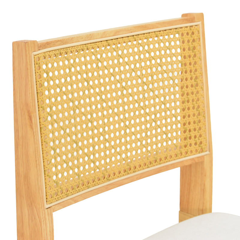 Καρέκλα Winslow rubberwood σε φυσική απόχρωση-ύφασμα λευκό 46x58x80εκ