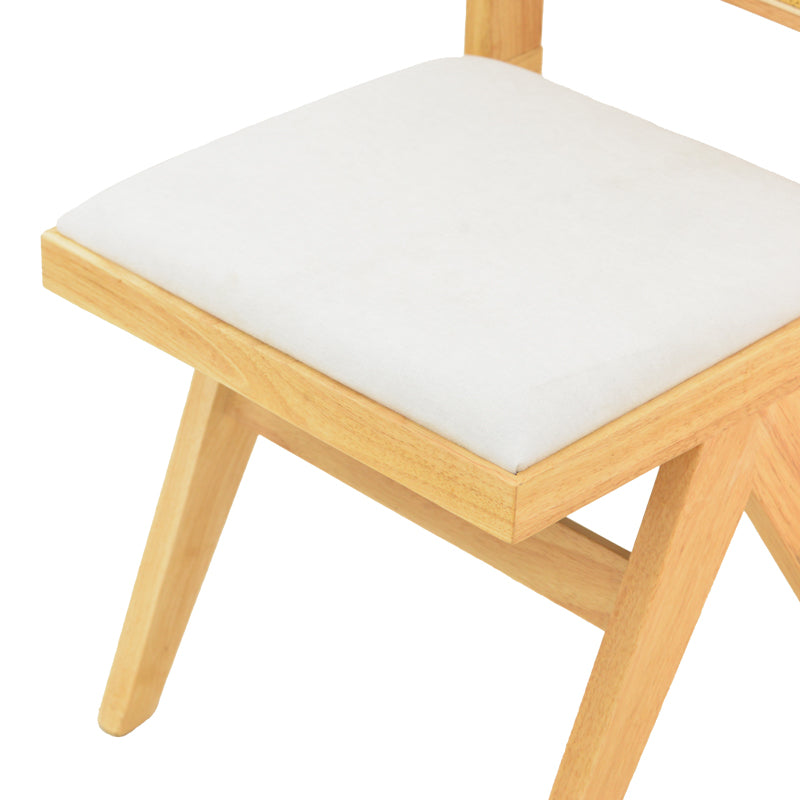 Καρέκλα Winslow rubberwood σε φυσική απόχρωση-ύφασμα λευκό 46x58x80εκ