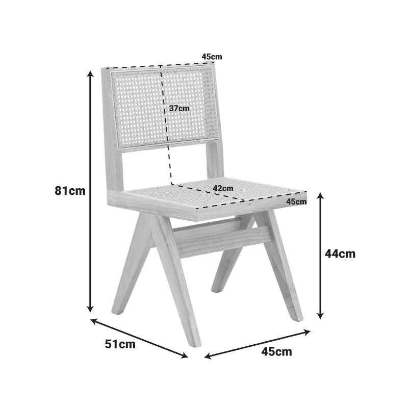 Καρέκλα Winslow rubberwood-rattan σε φυσική απόχρωση 46x58x80εκ