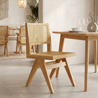 Καρέκλα Winslow rubberwood-rattan σε φυσική απόχρωση 46x58x80εκ