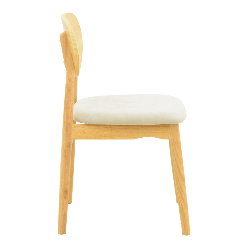 Καρέκλα Cardith rubberwood-plywood σε φυσική απόχρωση-ύφασμα γκρι-μπεζ 48x51x78εκ