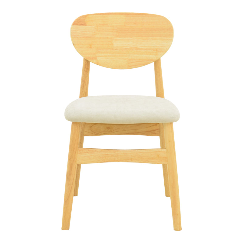 Καρέκλα Cardith rubberwood-plywood σε φυσική απόχρωση-ύφασμα γκρι-μπεζ 48x51x78εκ