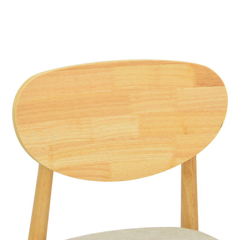 Καρέκλα Cardith rubberwood-plywood σε φυσική απόχρωση-ύφασμα γκρι-μπεζ 48x51x78εκ