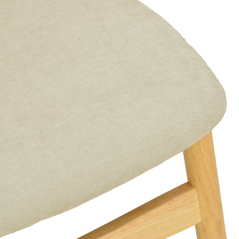 Καρέκλα Cardith rubberwood-plywood σε φυσική απόχρωση-ύφασμα γκρι-μπεζ 48x51x78εκ