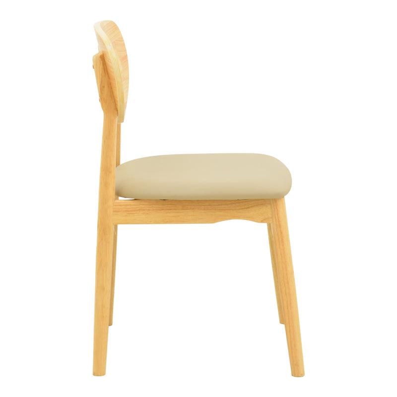 Καρέκλα Cardith rubberwood-plywood σε φυσική απόχρωση-pu μπεζ 48x51x78εκ
