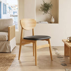 Καρέκλα Cardith rubberwood-plywood σε φυσική απόχρωση-pu μαύρο 48x51x78εκ