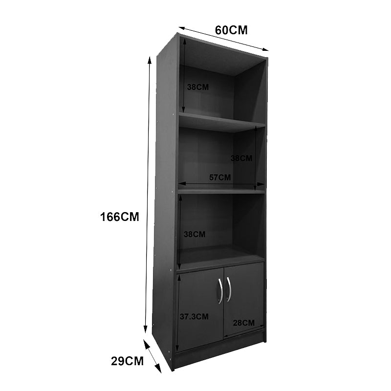 Βιβλιοθήκη Tekaro σε ανθρακί απόχρωση 60x29x166εκ