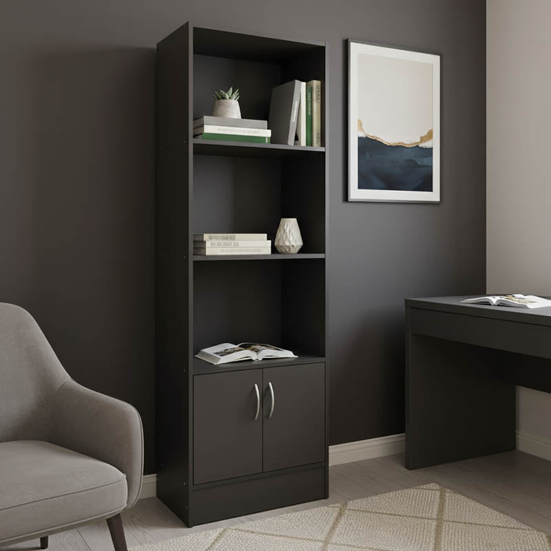 Βιβλιοθήκη Tekaro σε ανθρακί απόχρωση 57x33x180εκ