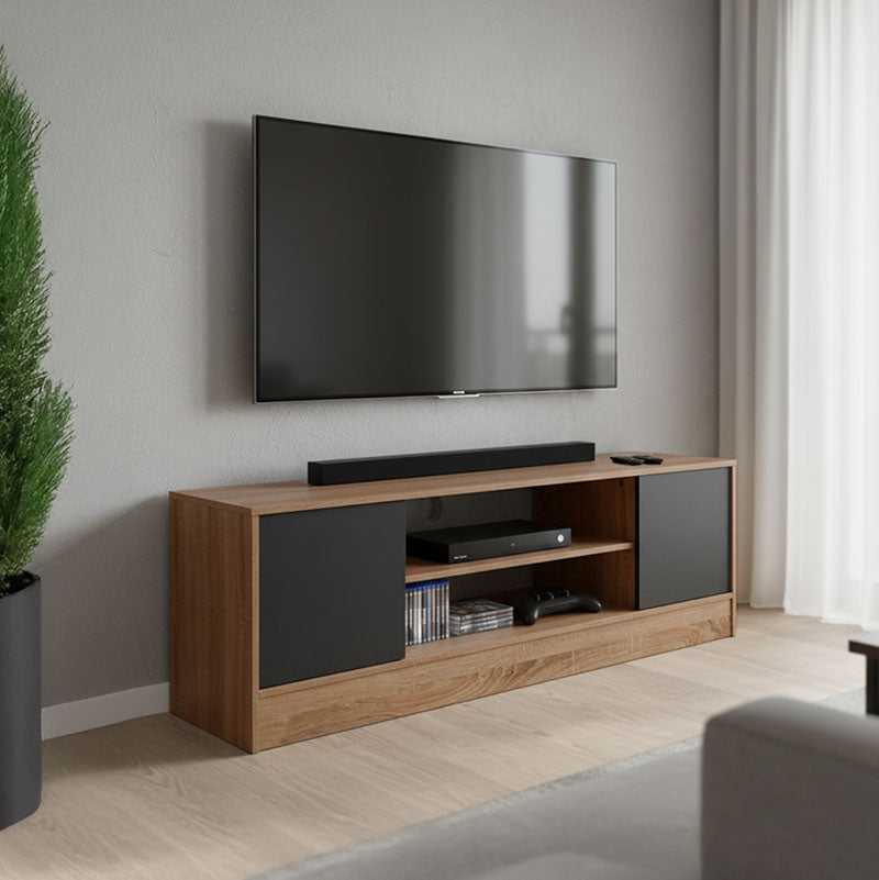 Έπιπλο τηλεόρασης Sasa σε oak-ανθρακί απόχρωση 120x35x41.5εκ
