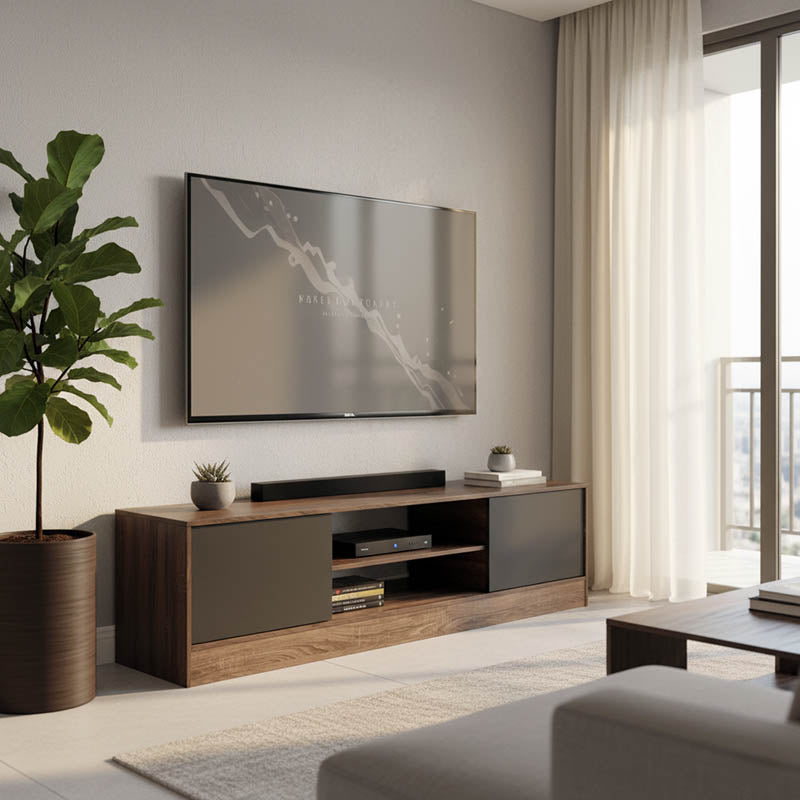 Έπιπλο τηλεόρασης Sasa σε oak-ανθρακί απόχρωση 150x35x41.5εκ