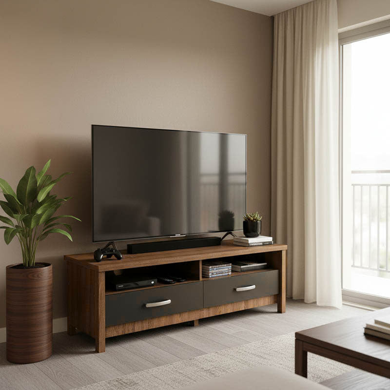 Έπιπλο τηλεόρασης Podizor σε oak-ανθρακί απόχρωση 120x45x42.5εκ