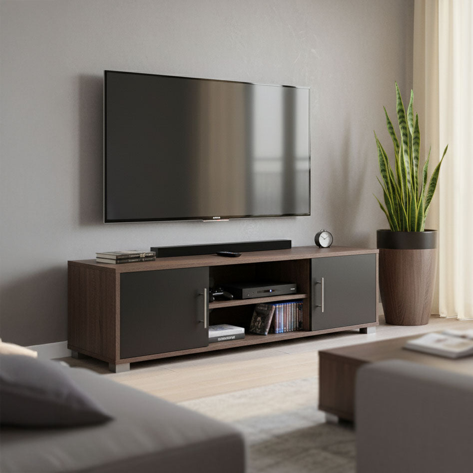 Έπιπλο τηλεόρασης Serank σε oak-ανθρακί απόχρωση 120x40x40εκ