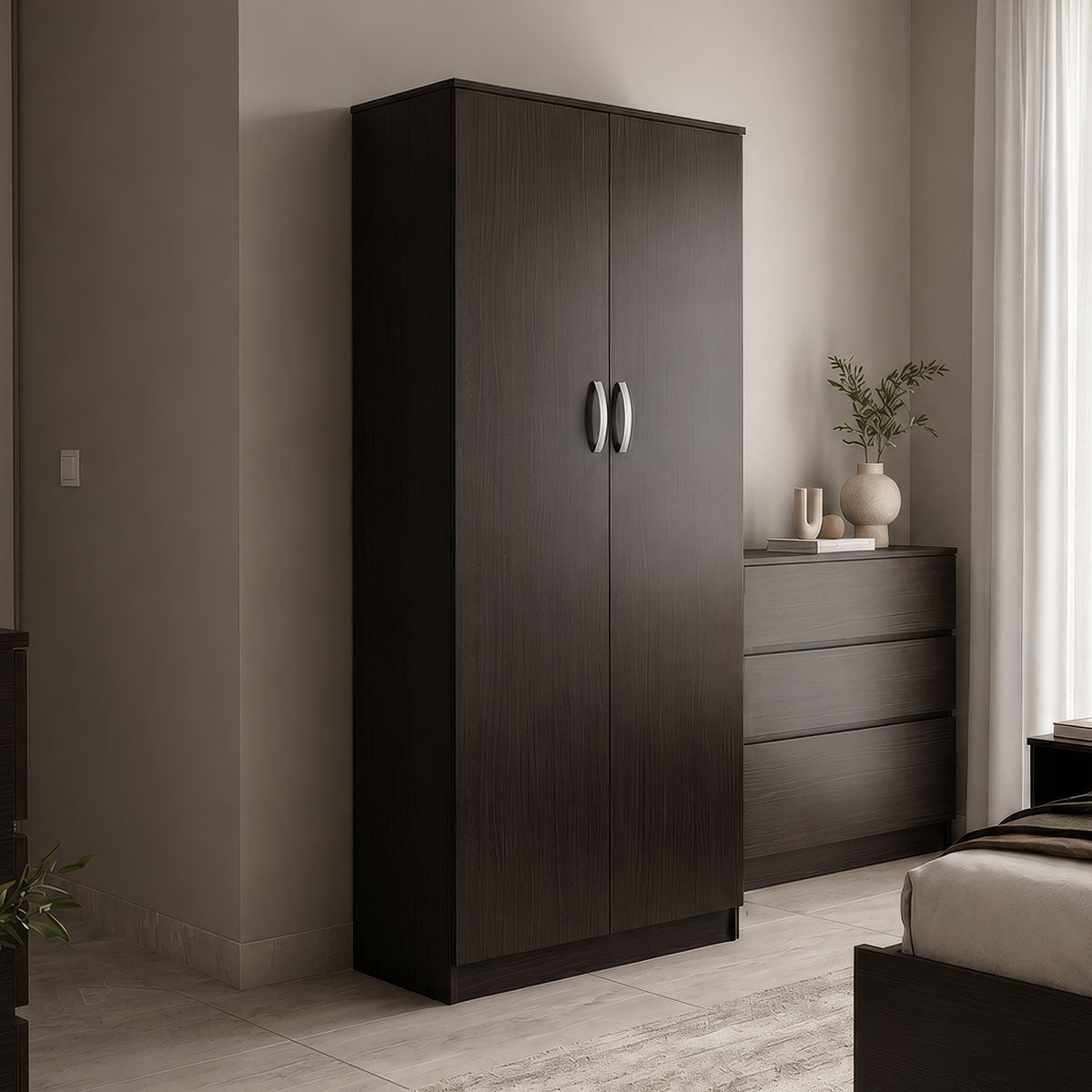 Ντουλάπα δίφυλλη Athos σε wenge απόχρωση 80x42x180εκ