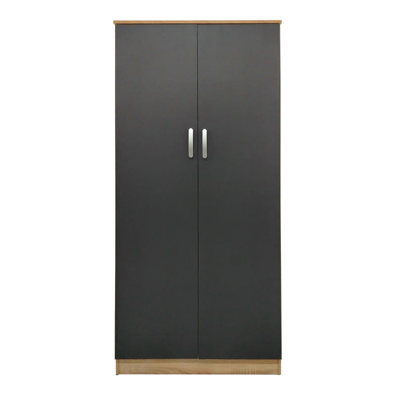 Ντουλάπα δίφυλλη Athos σε sonoma-ανθρακί απόχρωση 80x42x180εκ