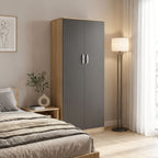 Ντουλάπα δίφυλλη Athos σε sonoma-ανθρακί απόχρωση 80x42x180εκ