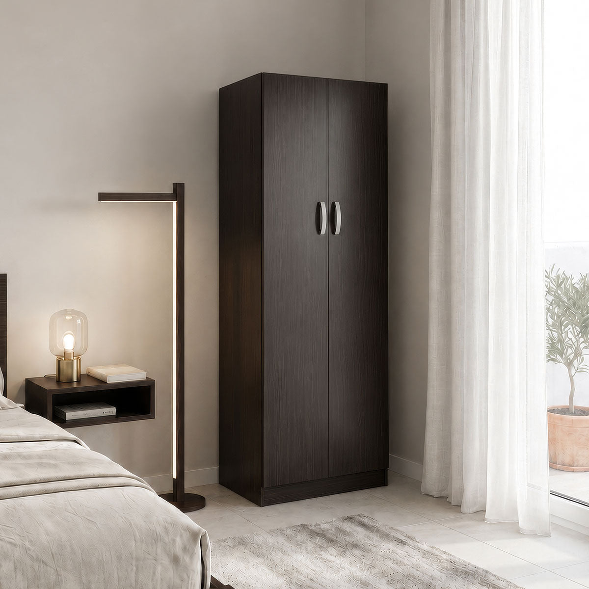 Ντουλάπα δίφυλλη Athos σε wenge απόχρωση 60x42x180εκ