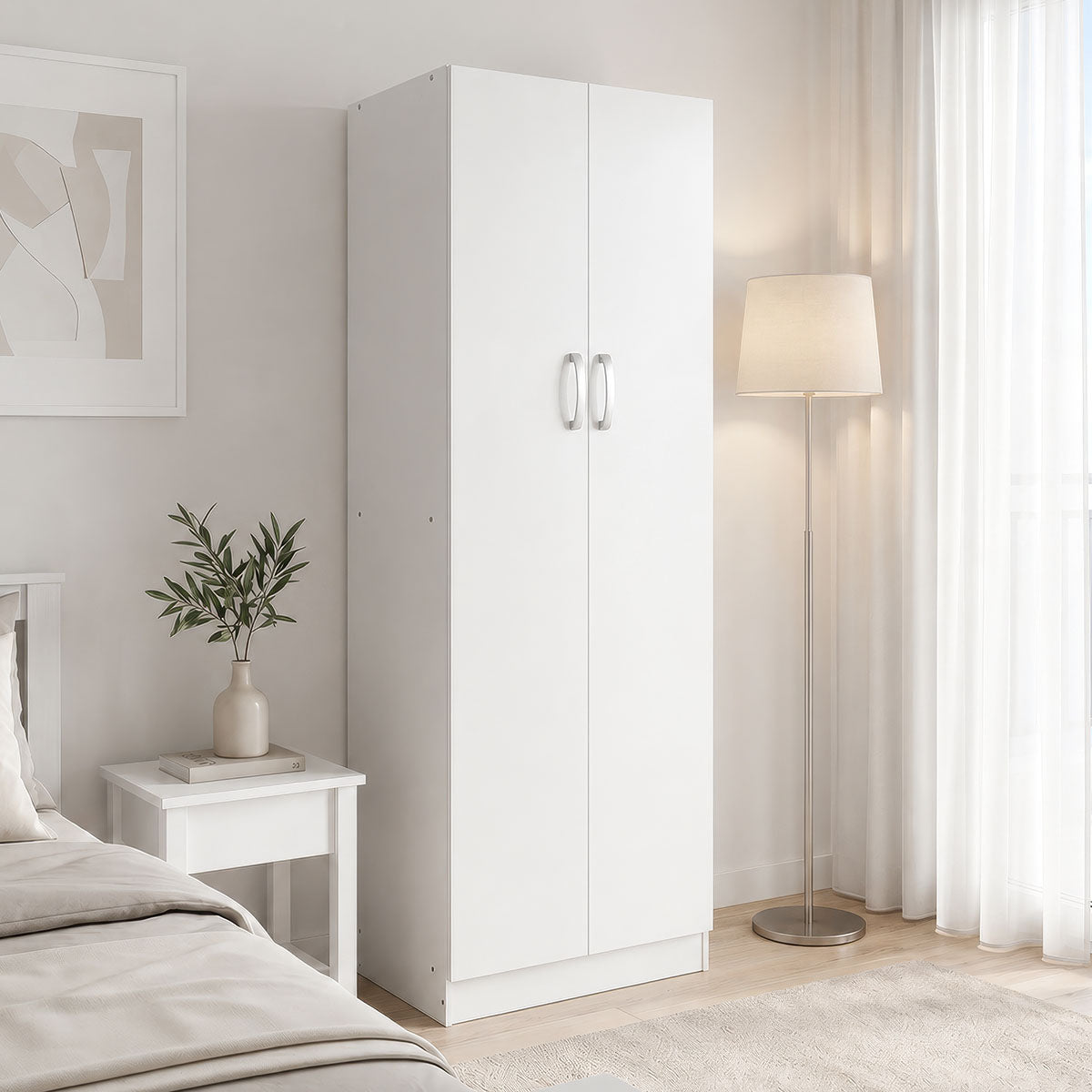Ντουλάπα δίφυλλη Athos σε λευκή απόχρωση 60x42x180εκ