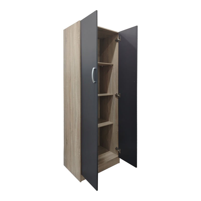 Ντουλάπα δίφυλλη Athos σε sonoma-ανθρακί απόχρωση 60x42x180εκ