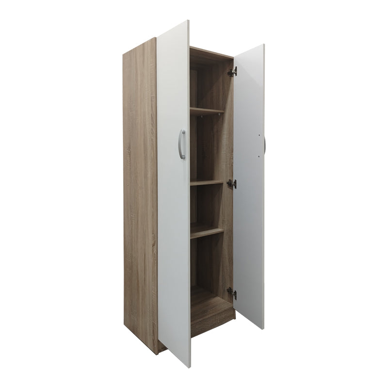 Ντουλάπα δίφυλλη Athos σε sonoma-λευκή απόχρωση 60x42x180εκ