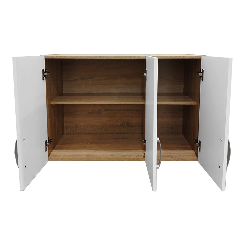 Ντουλάπα τρίφυλλη με 2 συρτάρια και πατάρι Athos σε oak-λευκή απόχρωση 90x42x240εκ