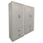 Ντουλάπα τετράφυλλη με συρτάρια Athos λευκή 160x42x180εκ