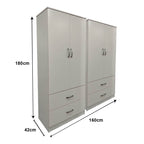 Ντουλάπα τετράφυλλη με συρτάρια Athos λευκή 160x42x180εκ