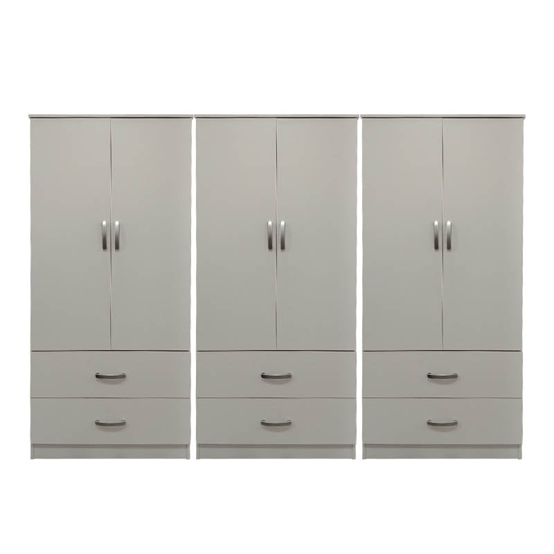 Ντουλάπα εξάφυλλη με συρτάρια Athos λευκή 240x42x180εκ