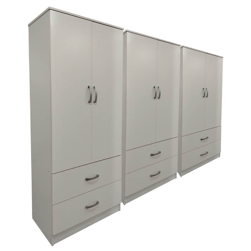 Ντουλάπα εξάφυλλη με συρτάρια Athos λευκή 240x42x180εκ