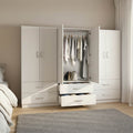 Ντουλάπα εξάφυλλη με συρτάρια Athos λευκή 240x42x180εκ