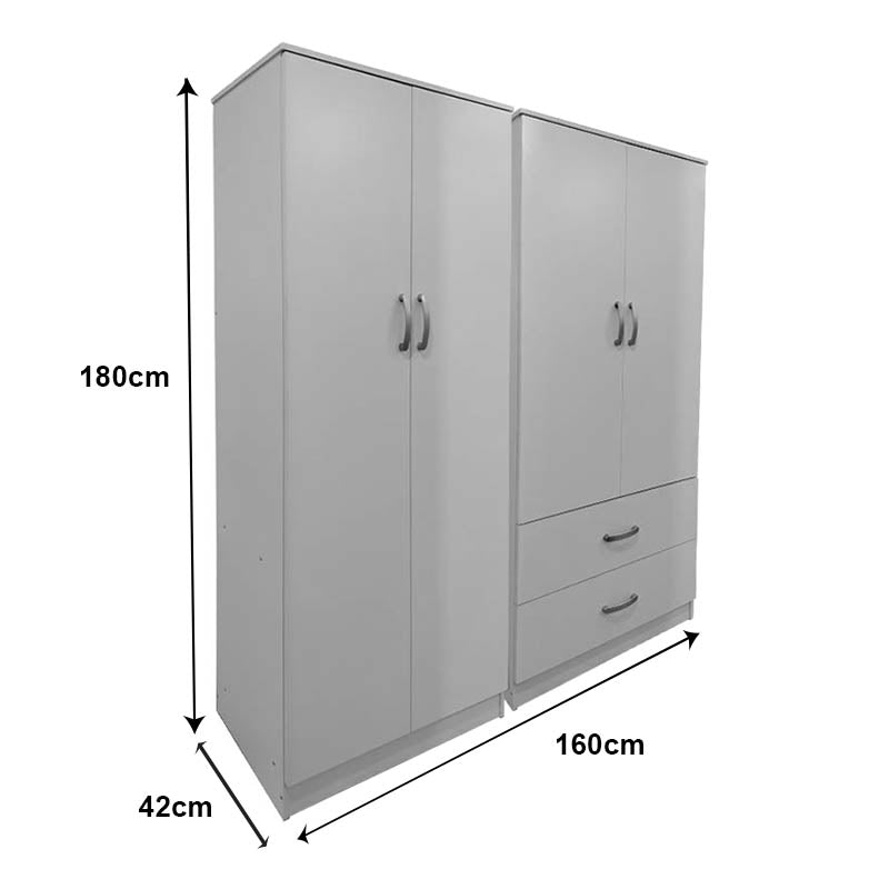 Ντουλάπα τετράφυλλη Athos λευκή 160x42x180εκ